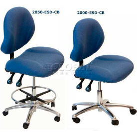 2000 Series Chair, ESD Fabric, Chrome Base, 18"-23"H, Blue