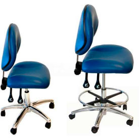 2050 Series Chair, Clean-Room Vinyl, Chrome Base, Adjustable Height, Blue