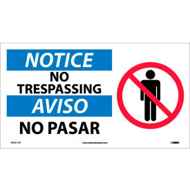 Bilingual Vinyl Sign, Square Corner, Notice No Trespassing, 18"W x 10"H