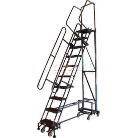9 Step 16"W All-Directional Steel Safety Ladder w/ Folding Rails
