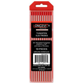 Longevity 2% Thoriated Red Tungsten, 3/32 x 7 Tig Tungsten, 10 Pc. Consumables