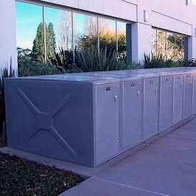 Bicycle Storage Locker W/Padlock, 1 Bike Cap., 30"Wx74-1/2"Dx49"H, Med Gray, Assembled
