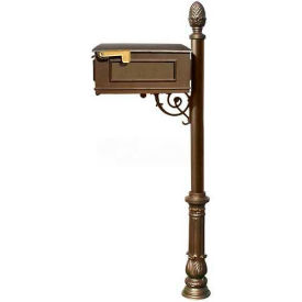 Mailbox, Post (Ornate Base & Pineapple Finial), Support Brace (No Address Plates), Bronze