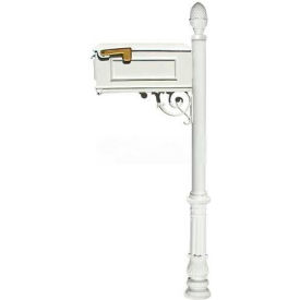 Mailbox, Post (Ornate Base & Pineapple Finial), Support Brace (No Address Plates), White