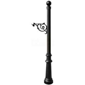 Post with Support Brace, Decorative Fluted Base & Ball Finial, (No Mailbox), Black