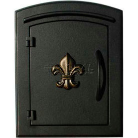 Non-Locking Decorative Fleur De Lis Door Column Mount Mailbox in Black