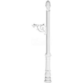 Post with Support Brace, Decorative Ornate Base & Pineapple Finial, White