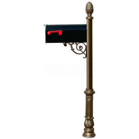 E1 Econ.Mailbox, Post(Ornate Base & Pineapple Finial), Support Brace, Mounting Plate,Bronze