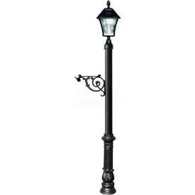 Lewiston Post w/Support Brace, Decorative Ornate Base & Black Bayview Solar Lamp, Black