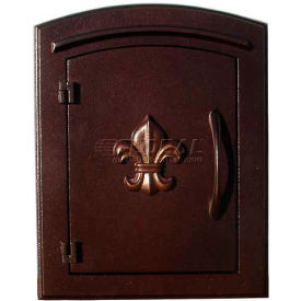 Locking Security with Decorative Fleur De Lis Door, Faceplate, Antique Copper