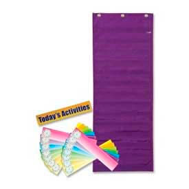 Dry Erase Activity Pocket Chart, 14 Rows, 13" x 34", Purple
