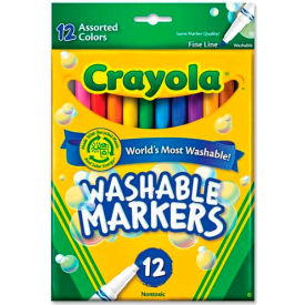 Washable Markers, Fine Tip, Nontoxic, Assorted, 12 /Set