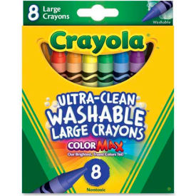 Large Washable Crayons, Nontoxic, Assorted, 8/Box