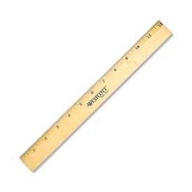 Office Ruler, 12" Long, Wood, Natural