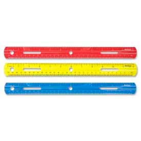 Plastic English and Metric School Ruler, 12" Long, Assorted Colors