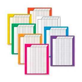 Vertical Incentive Charts Variety Pack, 22" x 28", 50 Rows/30 Columns, 8 Charts/Pack