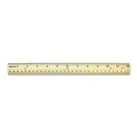 Hole Punched Wood Ruler English and Metric with Metal Edge, 12" Long