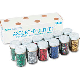 Spectra Glitter Assortment, 3/4 oz., 6 Colors, 12 Jars/Pack