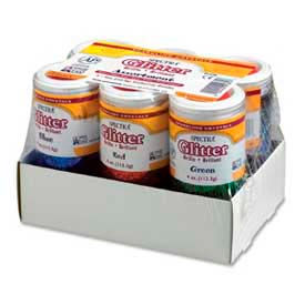 Spectra Glitter Assortment, 4 oz., 6 Colors, 6 Jars/Pack