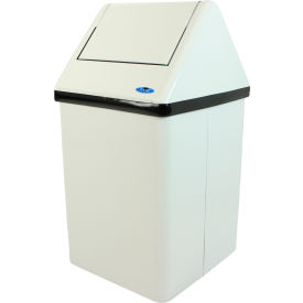 Steel Square Swing Top Trash Can, 14 Gallon, White