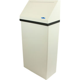 Steel Wall Mount Trash Can with Spring Load Lid, 11 Gallon, White