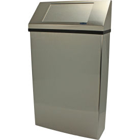 Stainless Steel Wall Mount Jumbo Trash Can with Spring Load Lid, 17 Gallon
