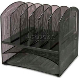 Horizontal Vertical Mesh Desk Organizer, 8 Compartments, Black