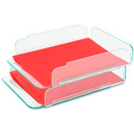 Acrylic Stacking Letter Trays, Green, 2/Pack