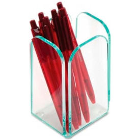 Acrylic Transparent Edge Pencil Cup, Green