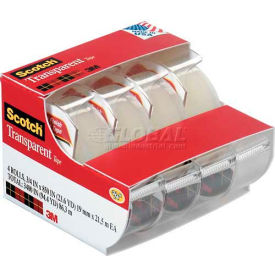 Transparent Tape with Dispenser, 3/4" x 850", 4 Rolls/PK