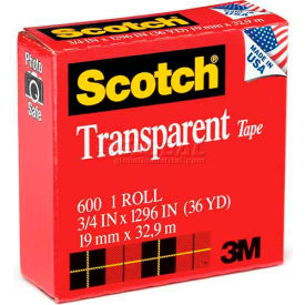 Transparent Tape 600, 3/4" x 1296", Boxed, 1" Core, 1 Roll