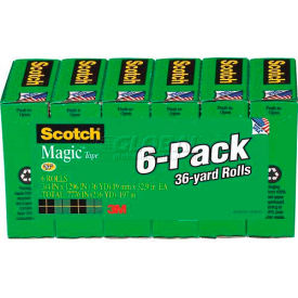 Magic Tape, 3/4" x 1296", 1" Core, 6 Rolls/Pack