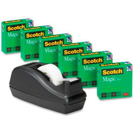 Magic Tape 3/4" x 1000", 6 Rolls & Black Tape Dispenser