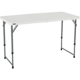 Adjustable Height Plastic Fold-In-Half Table, 24" x 48", White