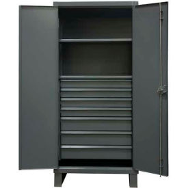 Heavy Duty Storage Cabinet with 7 Drawers & 2 Shelves, 12 Gauge, 36"W x 24"D x 78"H, Gray