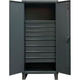 Heavy Duty Storage Cabinet with 8 Drawers & 1 Shelf, 12 Gauge, 36"W x 24"D x 78"H, Gray