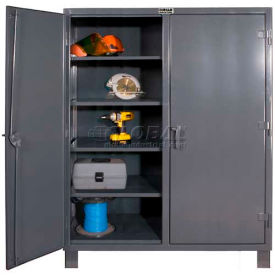 Heavy Duty Double Shift Storage Cabinet, 12 Gauge, 48"W x 24"D x 66"H, Gray