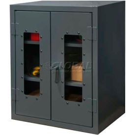 Heavy Duty Clear View Counter Top Storage Cabinet, 36"W x 24"D x 42"H, All-Welded, Gray