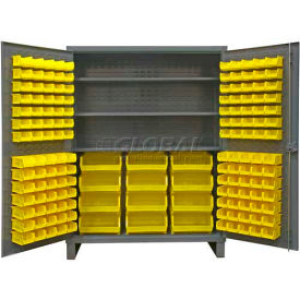 Bin Cabinet - 12 Gauge With 156 Hook-On Bins & Shelves, 60"W x 24"D x 78"H