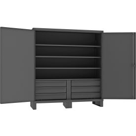 Durham Heavy Duty Storage Cabinet with 6 Drawers and 4 Shelves, 12 Gauge, 72" W x 24" D x 78" H, Gray