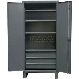 Heavy Duty Storage Cabinet w/ 3 Drawers & 4 Shelves, 12 Gauge, 36"W x 24"D x 78"H, Gray
