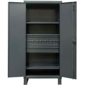 Heavy Duty Storage Cabinet w/ 3 Drawers & 3 Shelves, 12 Gauge, 36"W x 24"D x 78"H, Gray