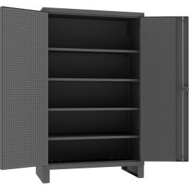 Heavy Duty Pegboard & Shelf Cabinet, 12 Gauge, 48"W x 24"D x 78"H, Gray