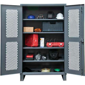 Heavy Duty Ventilated Storage Cabinet, 12 Gauge, 36"W x 24"D x 78"H, All-Welded, Gray