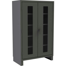 Heavy Duty Clear View Lockable Storage Cabinet, 48"W x 24"D x 78"H, All-Welded, Gray