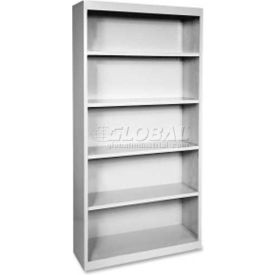 Fortress 5-Shelf Bookcase, 13"W x 34-1/2"D x 72"H, Light Gray