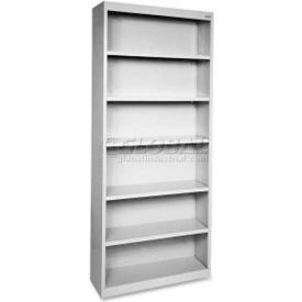6-Shelf Bookcase, 13"W x 34-1/2"D x 82"H, Light Gray