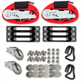 E-Track Single Truck Trailer Tie-Down Anchor Kit with 2" x 16' Ratchet Straps, 6/Pack