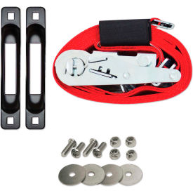 E-Track Single Truck Trailer Tie-Down Anchor Kit with 16' Ratchet Strap, 4400 Lb. Capacity