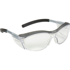 Reader Safety Glasses, Clear Lens, Gray Frame, 1.5 Diopter